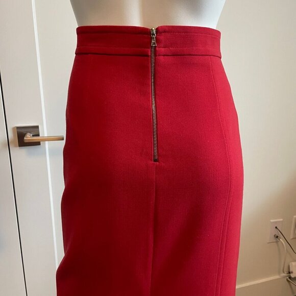 Judith & Charles Modern Lined Wool Blend Pencil Midi Skirt Red Sz 8 - Picture 6 of 11